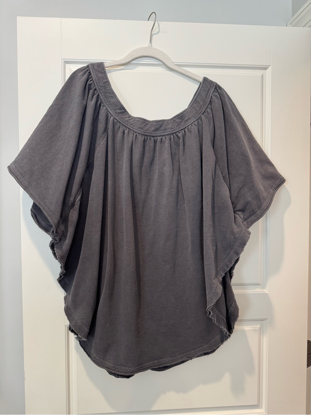 Free People L Weathered Black Cotton Oversized Shirt
